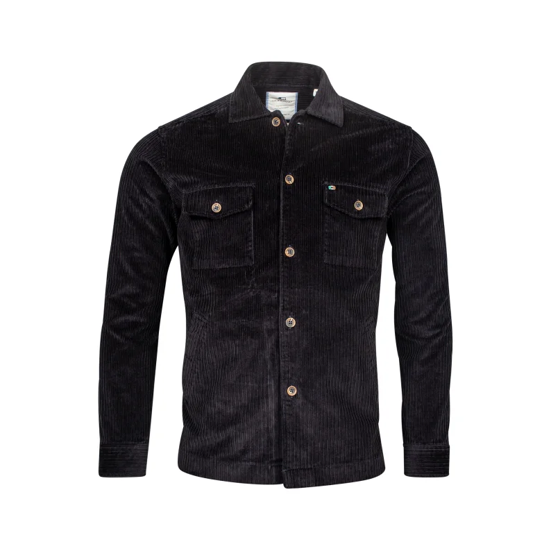 Men's Designer Dress Shirts for High-End FashionGiordano Stretch Cord Overshirt 227512 Navy