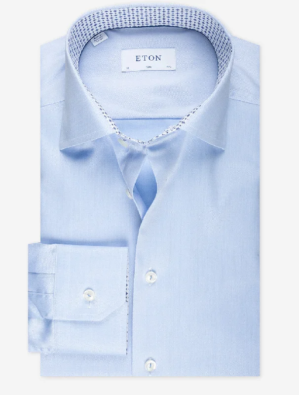 Men's Henley T-Shirts for a Casual TwistBlue Plain With lnlay Slim Fit Shirt