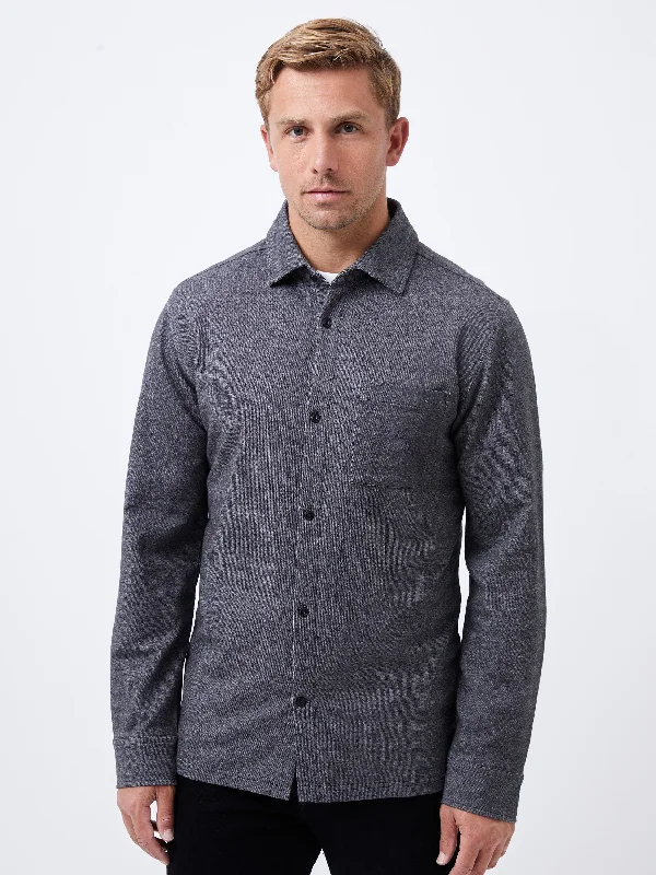 Men's Solid-Color Block Shirts for a Bold StatementSingle Pocket Long Sleeve Shirt