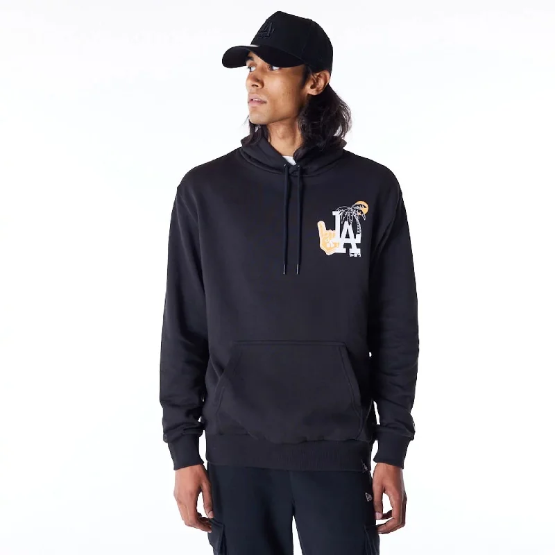 Designer Men's Hoodie JacketsLA Dodgers MLB Graphic Black Oversized Pullover Hoodie