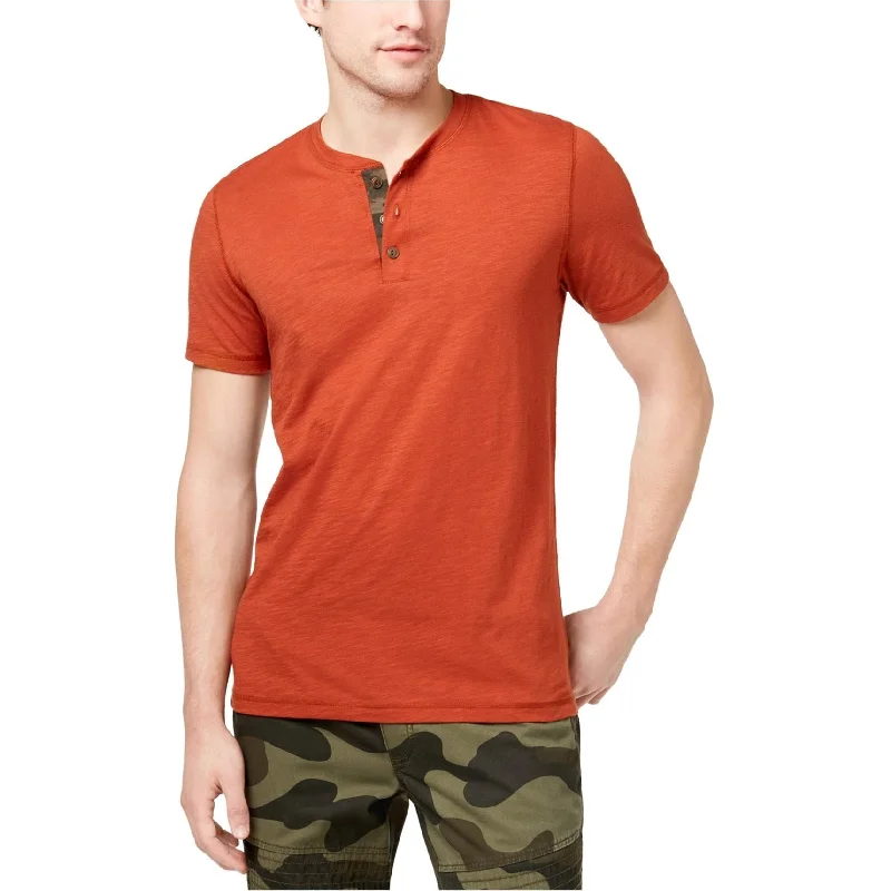 Men's Wrinkle-Free Shirts for Easy CareAmerican Rag Mens Camo Placket Henley Shirt, Orange, XX-Large