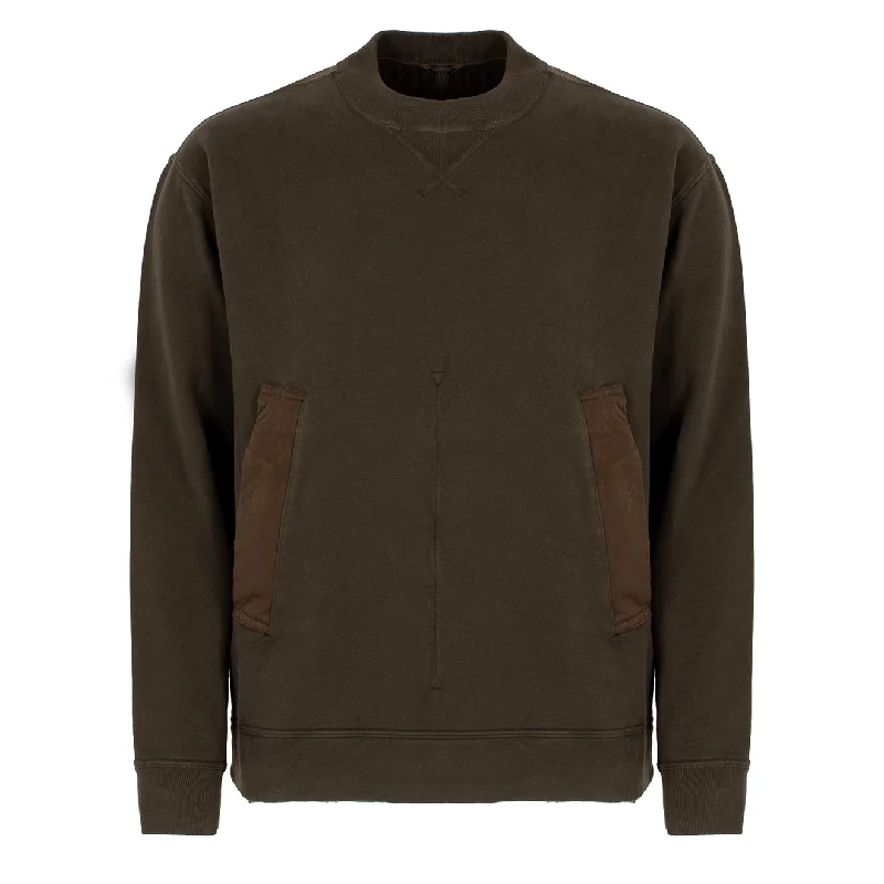 Casual Men's Zip-Up HoodiesTen C Crew Sweatshirt Felpa Girocollo Green