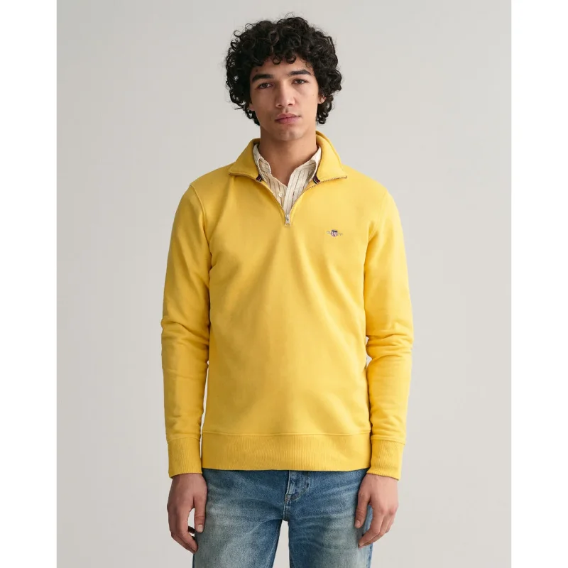 Men's Hoodies with Security PocketsGANT Shield Half-Zip Sweatshirt Parchment Yellow 2008005 Men's Hoodies with Security PocketsGANT Shield Half-Zip Sweatshirt Parchment Yellow 2008005