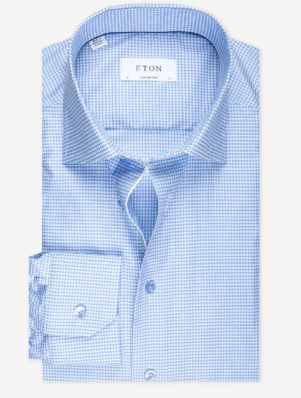 Comfortable Men's Flannel ShirtsChecked Contemporary Twill Shirt Blue