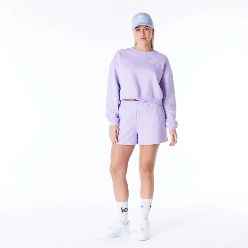 Men's Hoodies with Contrast Fabric PanelsNew York Yankees Womens MLB League Essential Pastel Purple Crop Crew Neck Sweatshirt Men's Hoodies with Contrast Fabric PanelsNew York Yankees Womens MLB League Essential Pastel Purple Crop Crew Neck Sweatshirt