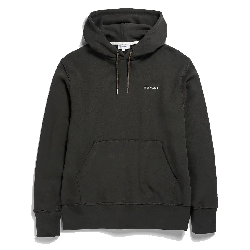 High-Quality Men's French Terry HoodiesNorse Projects Arne Logo Hoodie Beech Green