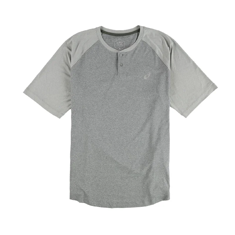 Casual Men's Button-Down ShirtsASICS Mens Performance Henley Shirt, Grey, X-Large