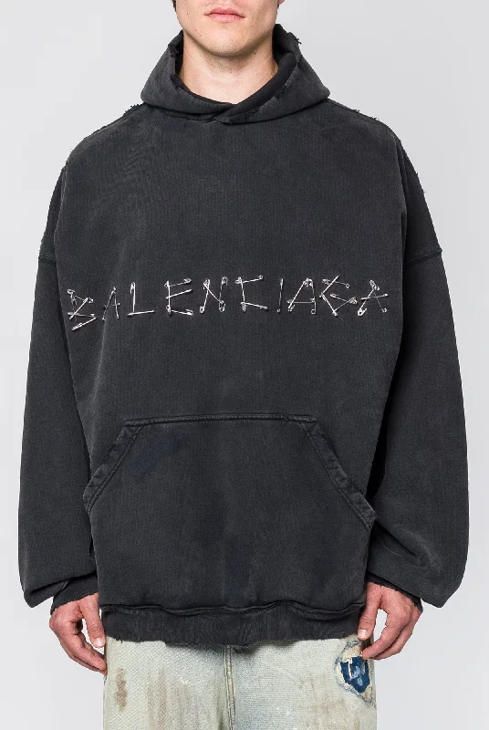 Men's Hoodies with Quick-Dry FabricBalenciaga Safety Pins Hoodie