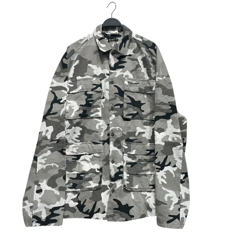 Men's Coats with Hidden PocketsBALENCIAGA/Jacket/39/Cotton/GRY/Camouflage/RIPSTOP CAMO SHIRT Men's Coats with Hidden PocketsBALENCIAGA/Jacket/39/Cotton/GRY/Camouflage/RIPSTOP CAMO SHIRT