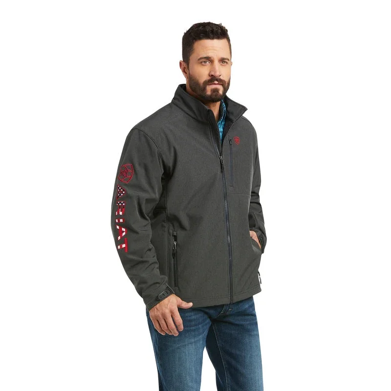 Men's Coats with Down Insulation'Ariat' Men's Logo 2.0 Softshell Jacket - Charcoal / Americana Men's Coats with Down Insulation'Ariat' Men's Logo 2.0 Softshell Jacket - Charcoal / Americana