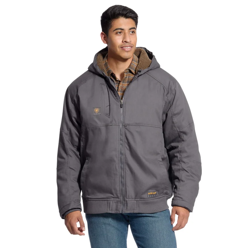 Men's Coats for Snowboarding'Ariat' Rebar DuraCanvas Sherpa Lined Jacket - Grey
