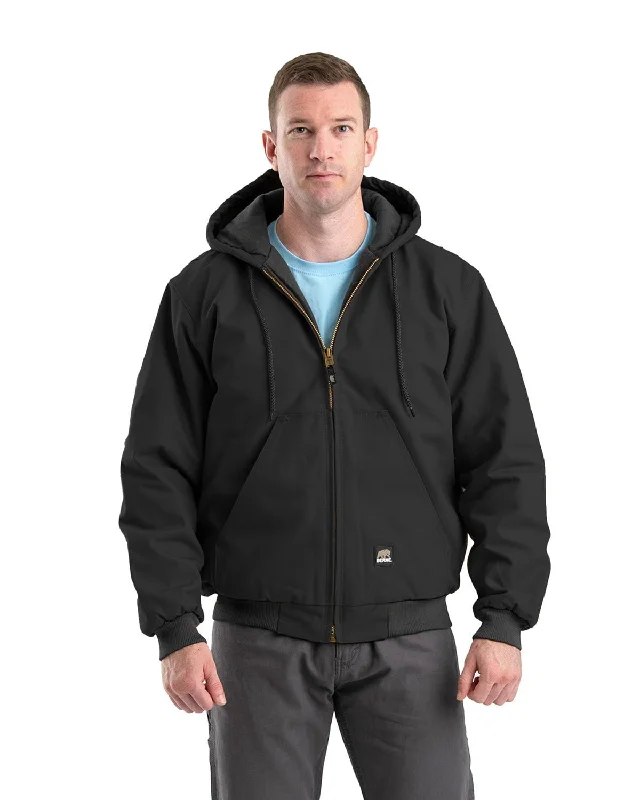 Men's Coats with ButtonsBerne Apparel Mens Heritage Duck Hooded Active Black 100% Cotton Cotton Jacket