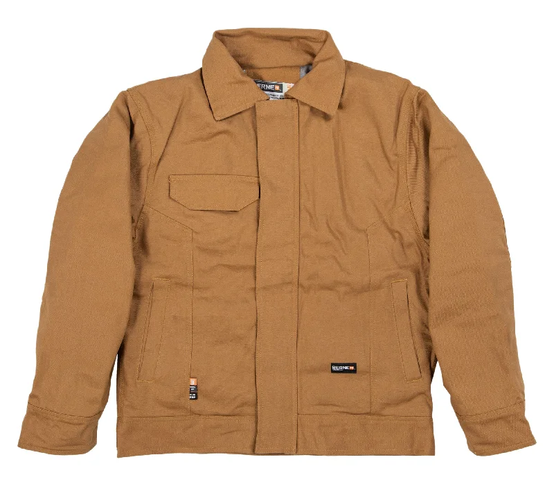 Durable Men's Car CoatsBerne Mens Brown Duck Cotton Blend FR Bomber Jacket