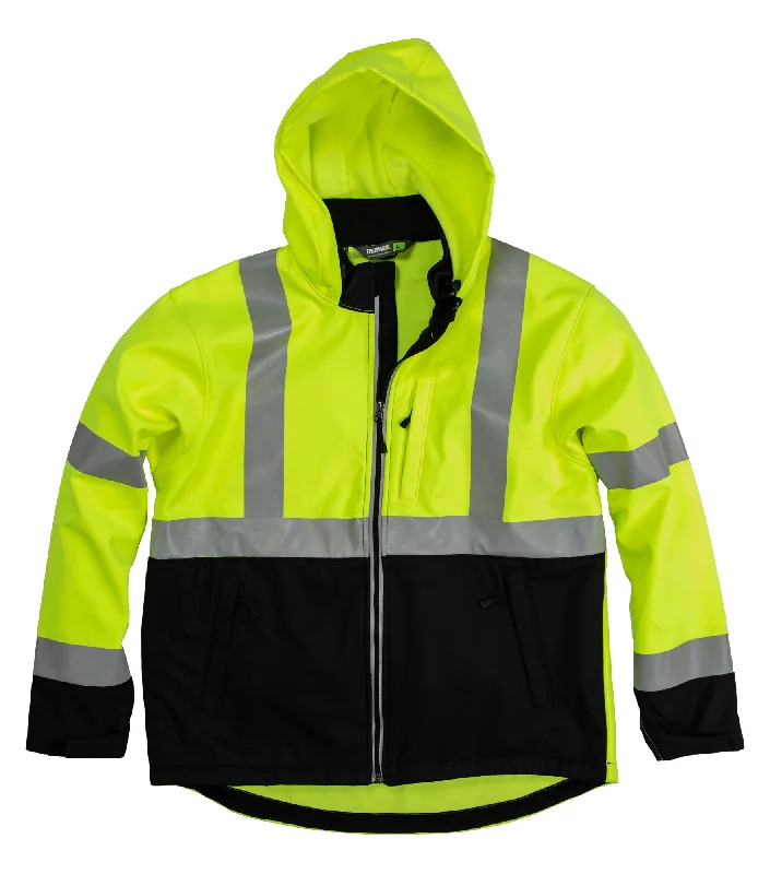 Men's Coats with Breathable FabricBerne Mens Yellow Fleece Hi-Visibility Softshell Jacket