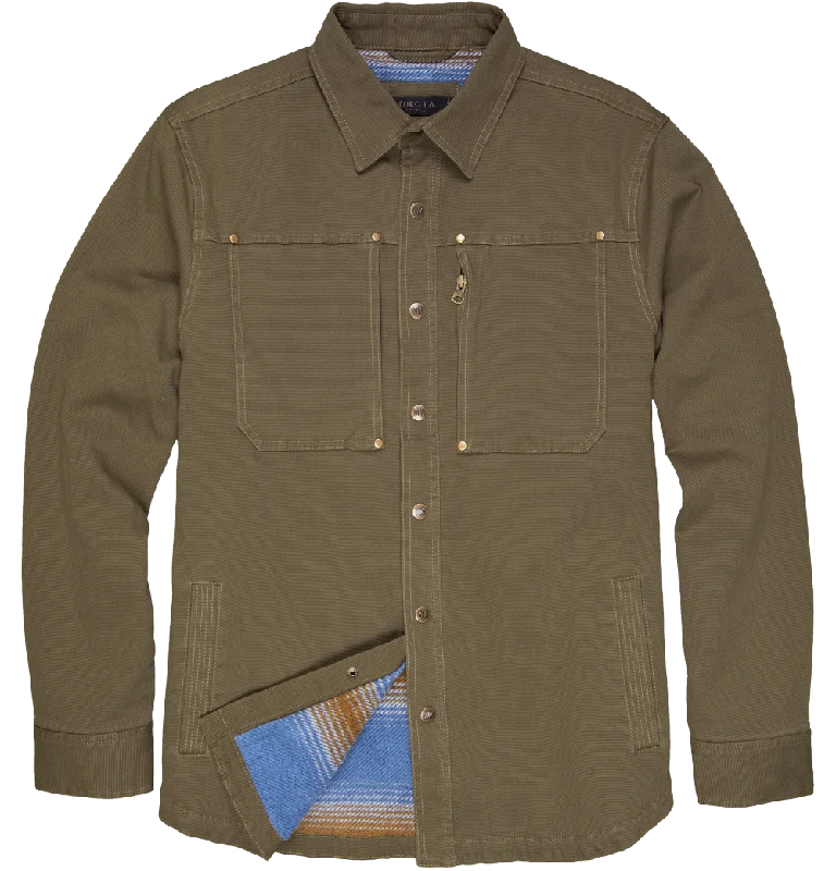Men's Coats with Pockets'Dakota Grizzly' Men's Sergei Twill Shirt Jacket - Field