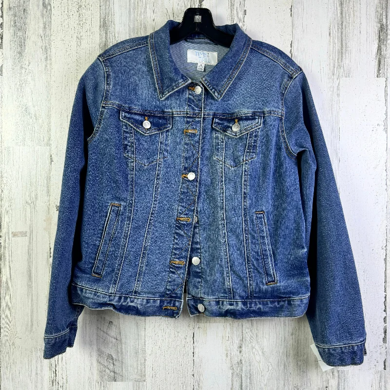 Versatile Men's Pea CoatsJacket Denim By Time And Tru In Blue Denim, Size: M