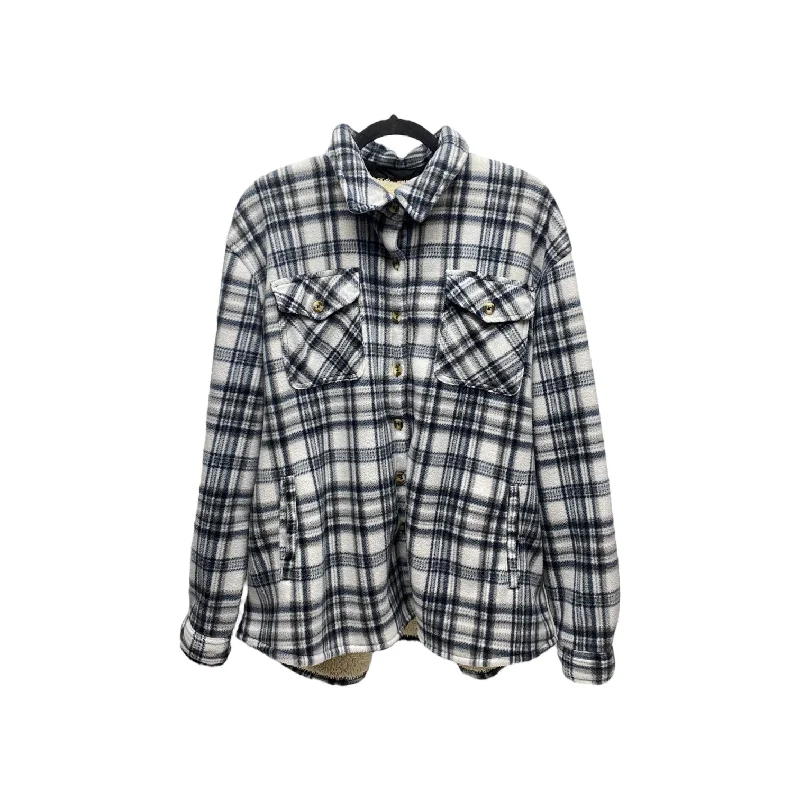 Men's Coats with Magnetic ClosuresJacket Fleece By Sage In Plaid Pattern, Size: Xxl