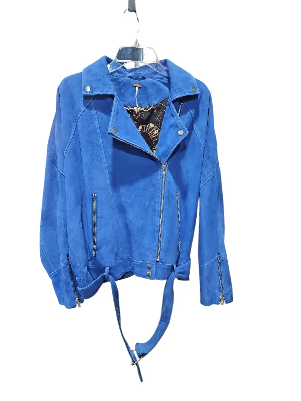 Men's Coats for HikingJacket Leather By Free People In Blue, Size: L