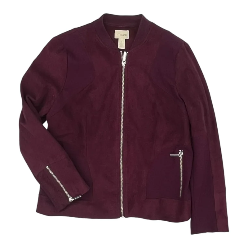Men's Coats with Modern CutsJacket Moto By Chicos In Purple, Size:M