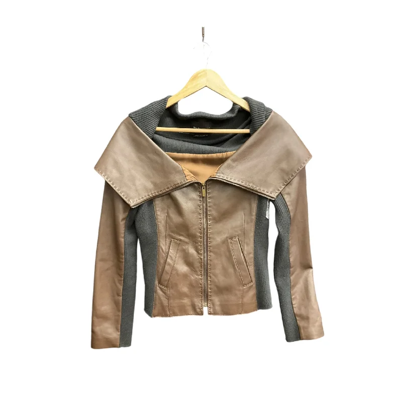 Men's Coats with ButtonsJacket Moto Leather By Bcbgmaxazria In Black & Brown, Size: S