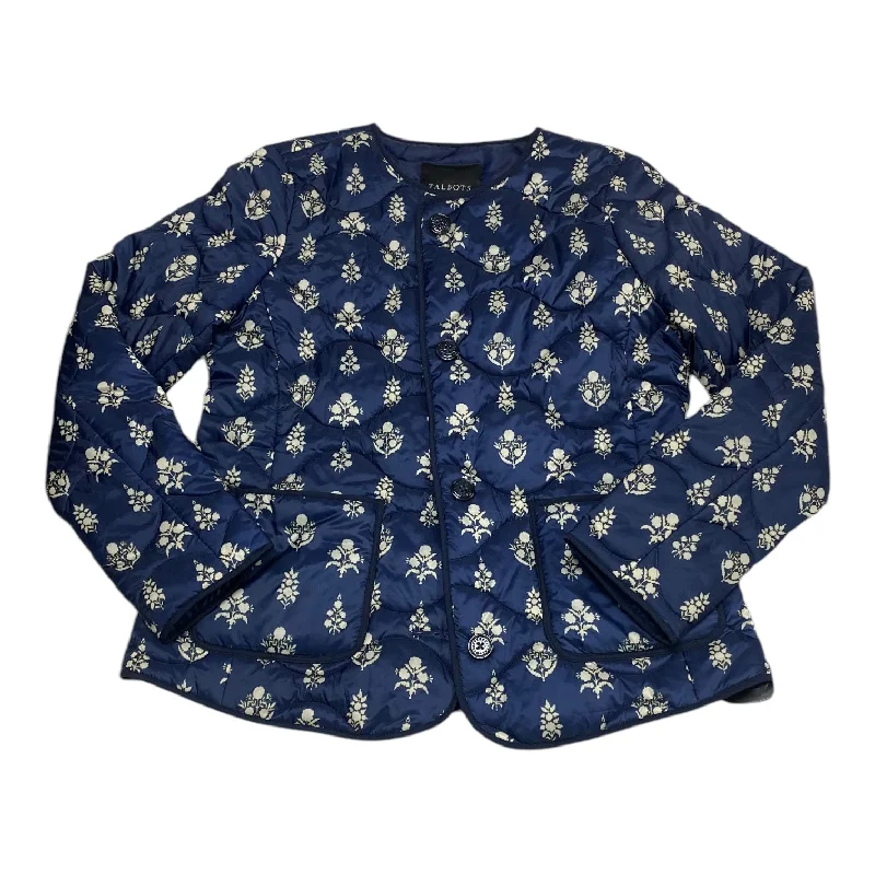 Cool Men's Pea CoatsJacket Puffer & Quilted By Talbots In Blue & Cream, Size: S