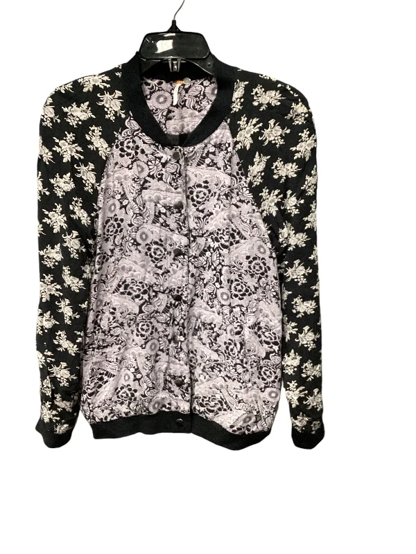 Men's Coats with Patchwork DesignsJacket Shirt By Free People In Black & Purple, Size: L