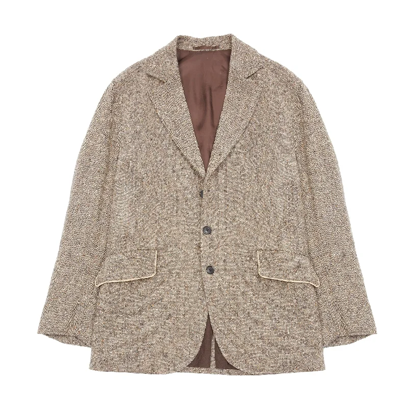 Men's Coats with Quilted LiningKaptain Sunshine Donegal Tweed 4B Hunter Jacket in Khaki Nep