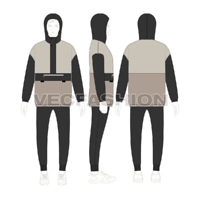 Trendy Men's Anorak JacketsMen Oversized Jacket Vector Flat Sketch