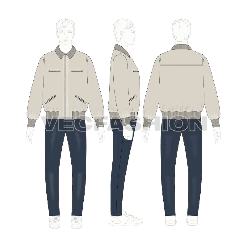 Men's Coats for WorkMens Mechanic Jacket Flat Sketch