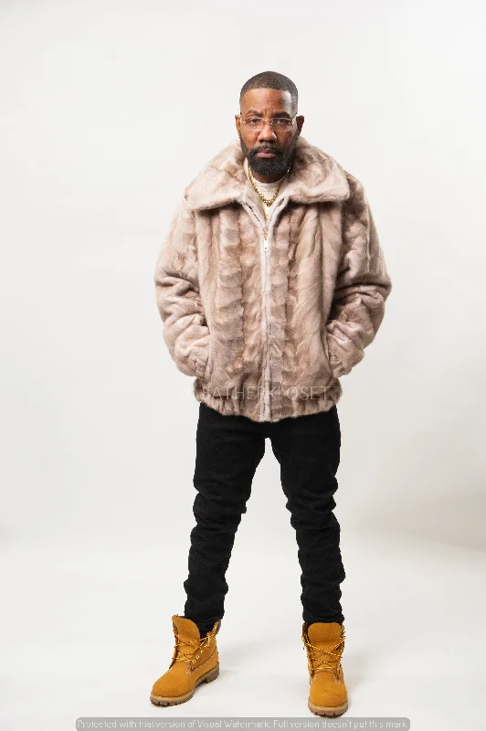 Men's Coats with Adjustable SleevesMen's Mink Bomber Jacket [Iris]