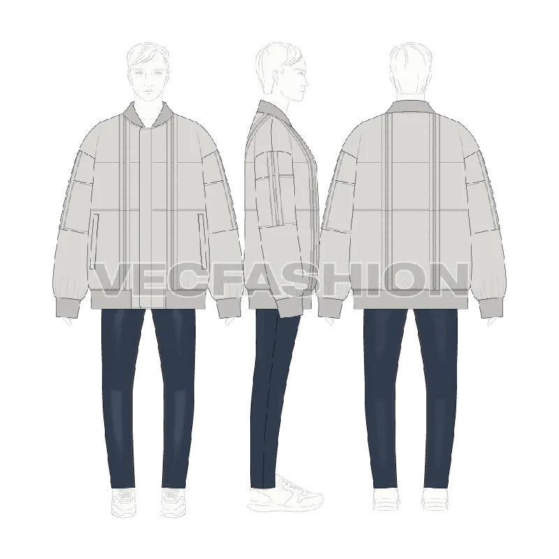 Men's Coats for RunningMens Oversized Jacket Flat Sketch