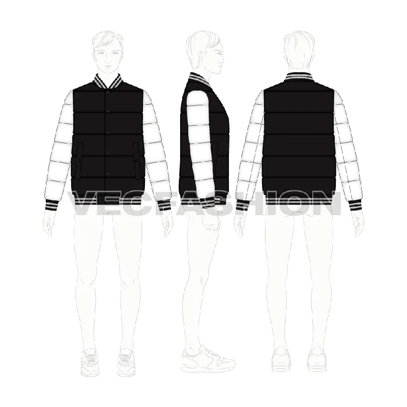 Men's Coats for Outdoor ActivitiesMens Puffer Varsity Jacket