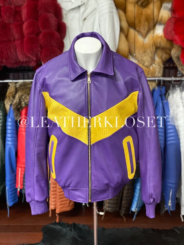 Men's Coats with ButtonsMen's Real Python And Leather Bomber Jacket