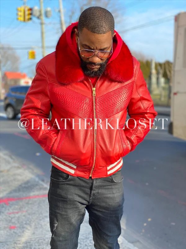 Men's Coats with Tactical FeaturesMen's Real Python And Leather Bomber Jacket W/ Fox Men's Coats with Tactical FeaturesMen's Real Python And Leather Bomber Jacket W/ Fox