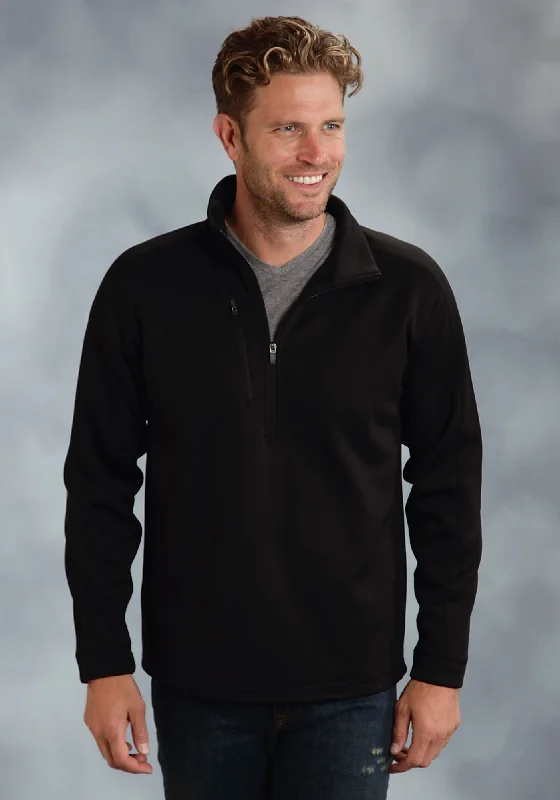 Men's Coats for Formal EventsOuray Mens Black 100% Cotton 0 1/4 Zip Jacket