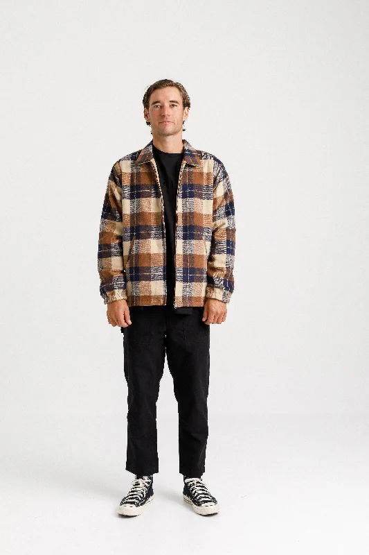 Comfortable Men's ParkasReversible Mach Jacket - Sale - Camel Plaid