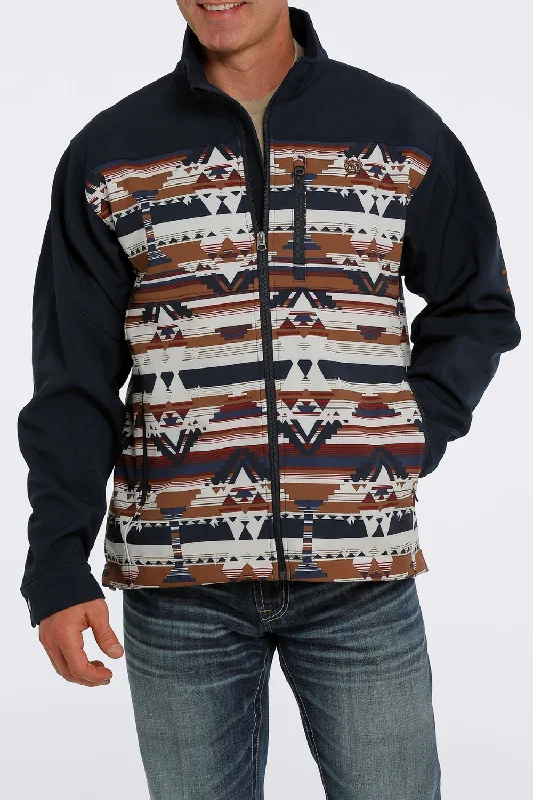 Luxurious Men's Cashmere Coats'Cinch' Men's Bonded Jacket - Navy Aztec