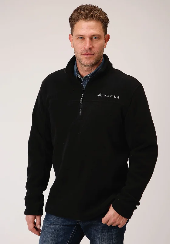 Lightweight Men's WindbreakersRoper Mens Black Polyester Micro Fleece Zip Jacket