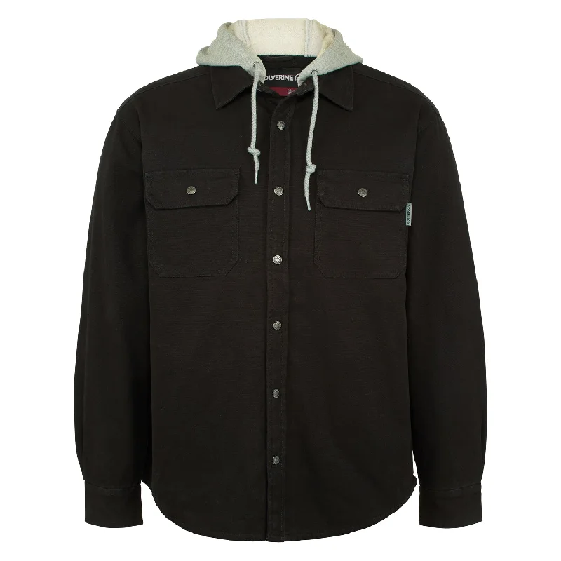 Comfortable Men's ParkasWolverine Mens Black 100% Cotton Overman Shirt Jacket Big