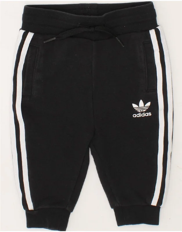 ADIDAS Baby Boys Joggers Tracksuit Trousers 6-9 Months Black Cotton
