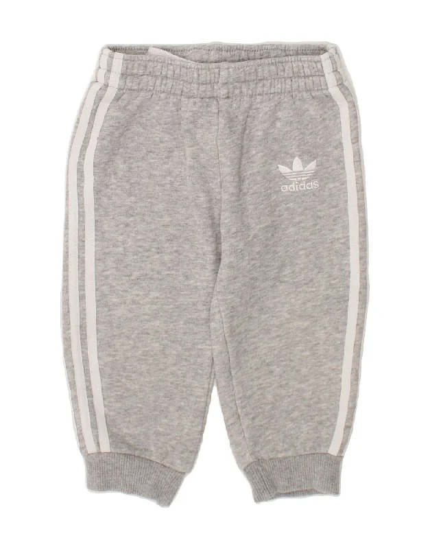 ADIDAS Baby Boys Joggers Tracksuit Trousers 9-12 Months Grey Cotton