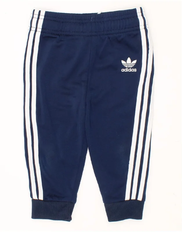 ADIDAS Baby Boys Joggers Tracksuit Trousers 9-12 Months Navy Blue