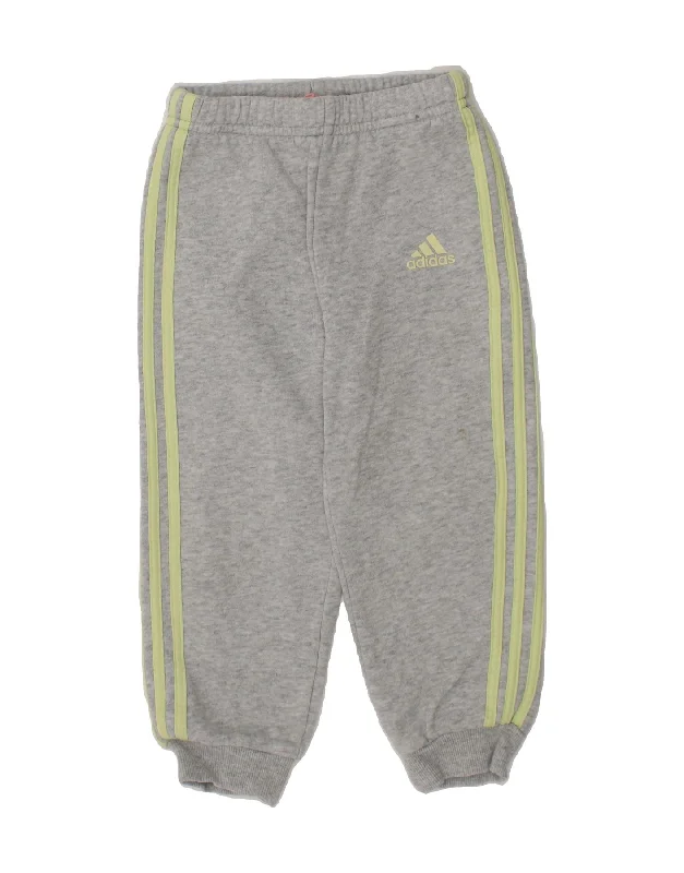ADIDAS Baby Girls Joggers Tracksuit Trousers 18-24 Months  Grey Cotton