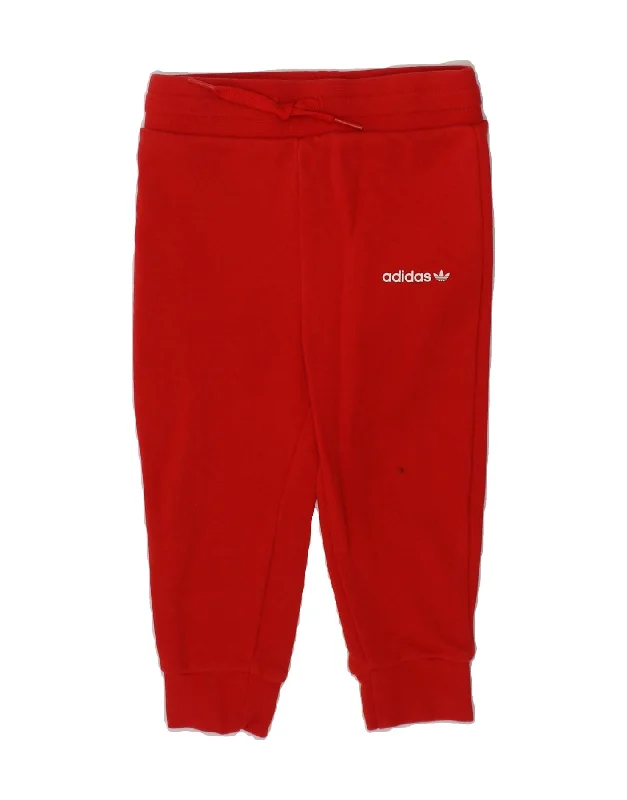 ADIDAS Baby Girls Joggers Tracksuit Trousers 18-24 Months  Red Cotton