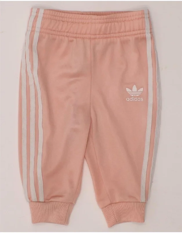 ADIDAS Baby Girls Joggers Tracksuit Trousers 6-9 Months  Pink Polyester
