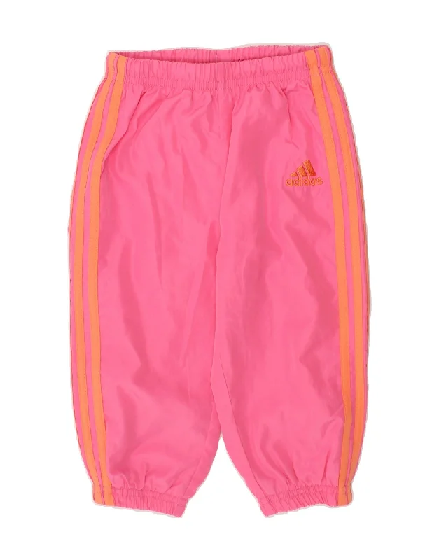 ADIDAS Baby Girls Joggers Tracksuit Trousers 9-12 Months Pink Polyester