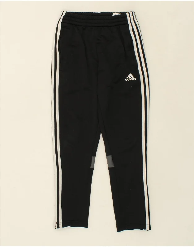 ADIDAS Boys Aeroready Tracksuit Trousers 11-12 Years Black Polyester