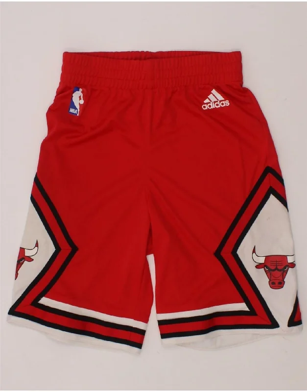 ADIDAS Boys Chicago Bulls Sport Shorts 7-8 Years  Red Colourblock