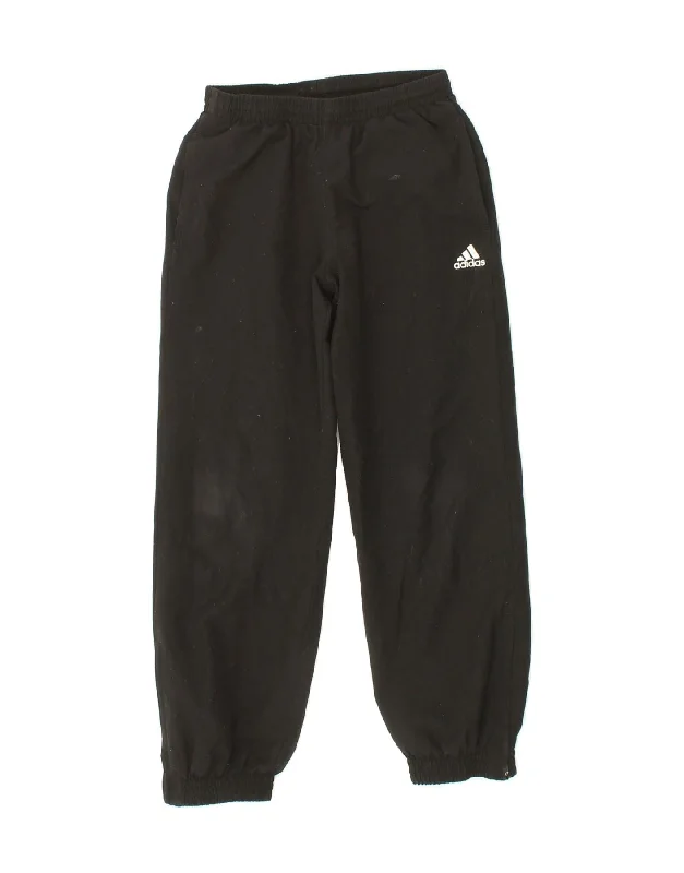ADIDAS Boys Climalite Tracksuit Trousers Joggers 7-8 Years Black Polyester