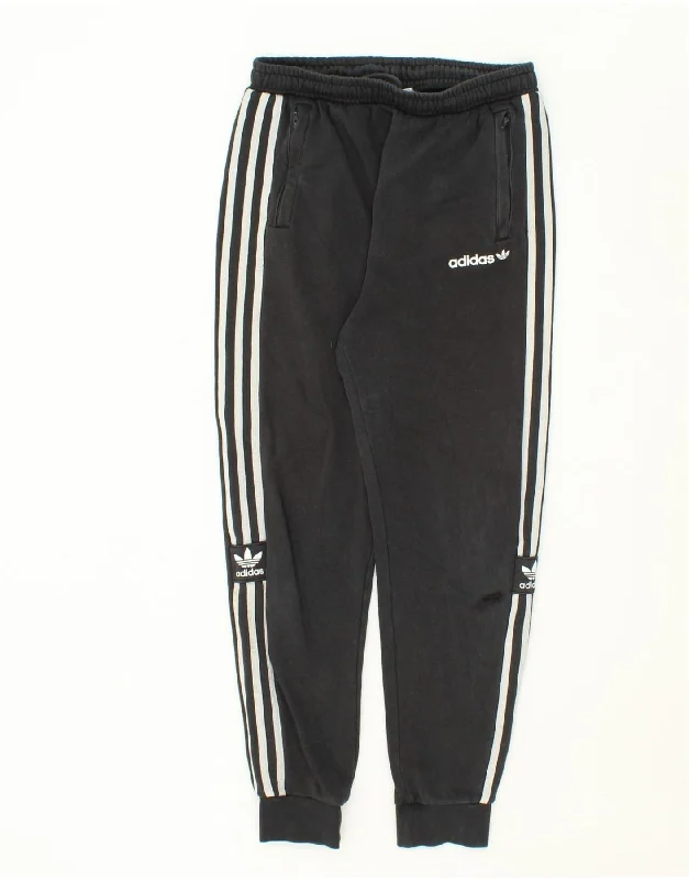 ADIDAS Boys Graphic Tracksuit Trousers Joggers 13-14 Years Black